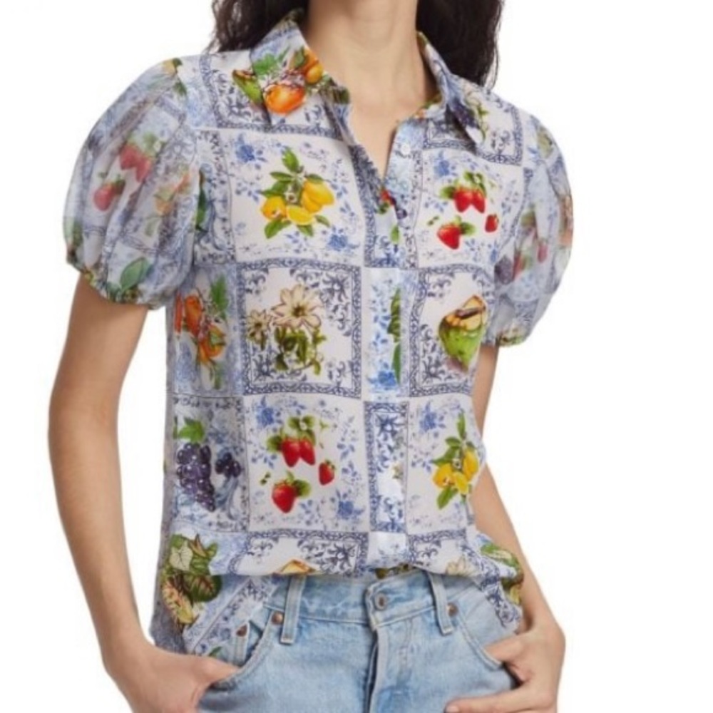 Alice + Olivia Willa Silk Top in Fruit Market